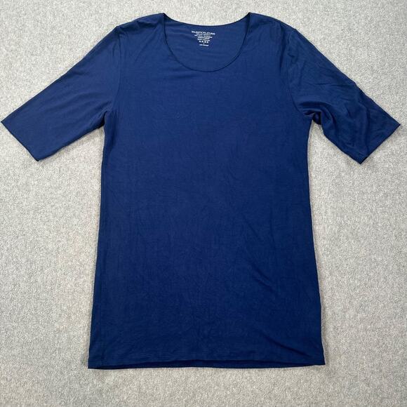 Majestic Filatures Deluxe Tee Shirt Short Sleeve Women's 4 Navy Blue Soft Touch - Picture 1 of 6